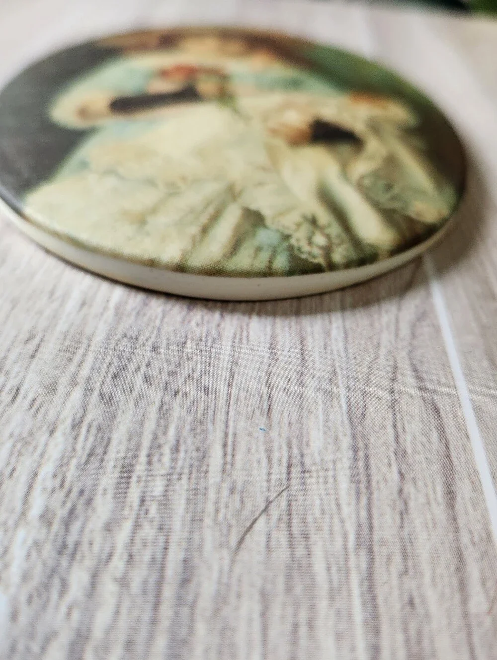 Vintage Bee Kay Creations Porcelain Oval Plaque Victorian Girl